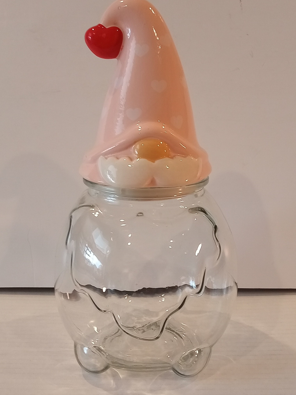 2022 Target Bullseye Pink Heart Gnome Glass Jar with Red Accent Heart